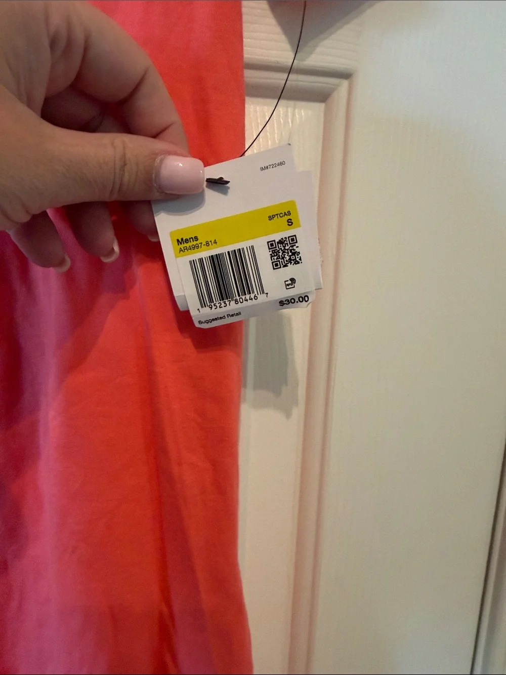Nike Coral Crewneck T-Shirt with White Swoosh - Picture 3 of 4